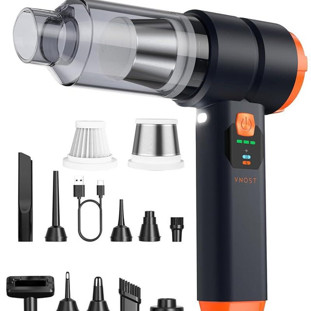 Portable Cordless Car Vacuum, 4-in-1 Handheld Cordless Vacuum with 30,000Pa Suction, 130,000 RPM, 6,800mAh Battery, 10 Nozzles, Rubber Paint Material for Car, Home,Birthday Gifts for Men Dad Husband