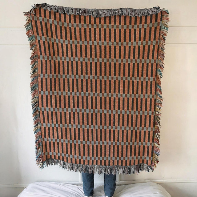Soft Woven Blanket | Home Decor for Couch, Bed, Sofa, Mid Century Modern Art, 100% Cotton Throw, Decorative Tapestry Wall Decor Minimalistic