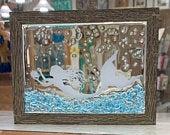Mermaid Window, Glass Art, Framed Beach...