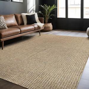 Easy Jute Rugs 8x10 Natural Color Living Room Indoor Outdoor Area Rug for Patio Farmhouse and Kitchen Rug High Traffic Easy to Clean Washable Solid Boho Woven Design Outside Carpet (8 x 10)