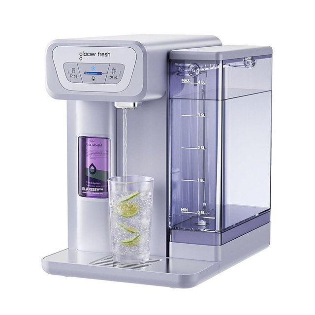 GLACIER FRESH C03 Coolon Countertop Cold Water Purifier with Upgraded Elarisey™ Filtration, Zero Wastewater System, 40oz Cooling Capacity, Low Noise, Plug & Play, NSF42&53/FCC/CA65 Certified.