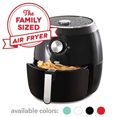 Dash DFAF455GBBK01 Deluxe Electric Air Fryer + Oven Cooker with Temperature Control, Non Stick Fry Basket, Recipe Guide + Auto Shut Off Feature, 6qt, Black