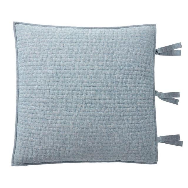 Chambray Pick-Stitch Handcrafted Cotton/Linen Quilted Sham, Euro