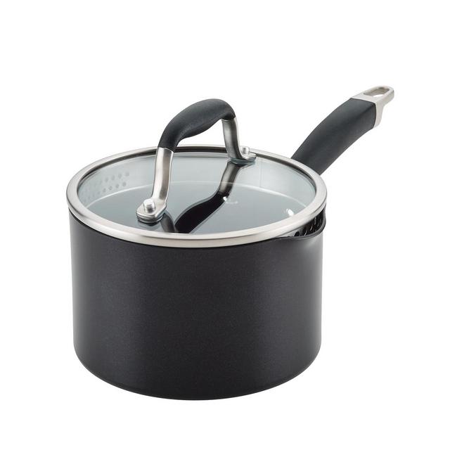 Anolon Advanced Home Hard-Anodized Nonstick Straining 2-Qt. Saucepan
