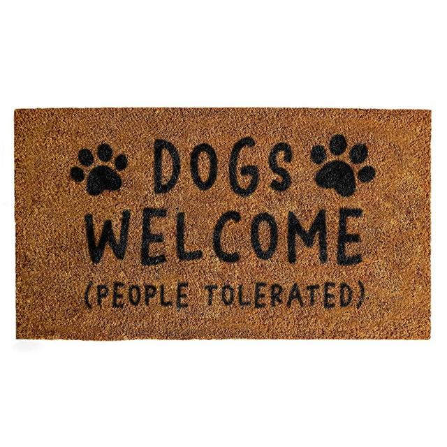 Dogs Welcome People Tolerated Doormat 30x17 Inches, Dogs Welcome Door Mat with Thick Non-Slip PVC Backing, Dogs Welcome Entrance Mat for Front Door, Dogs Welcome Coir Mat, Funny Welcome Mat Dog Décor