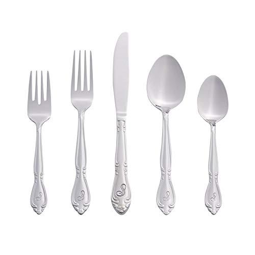 RiverRidge 46-Pc. Monogrammed Flatware, Service for 8, Rose Pattern - S