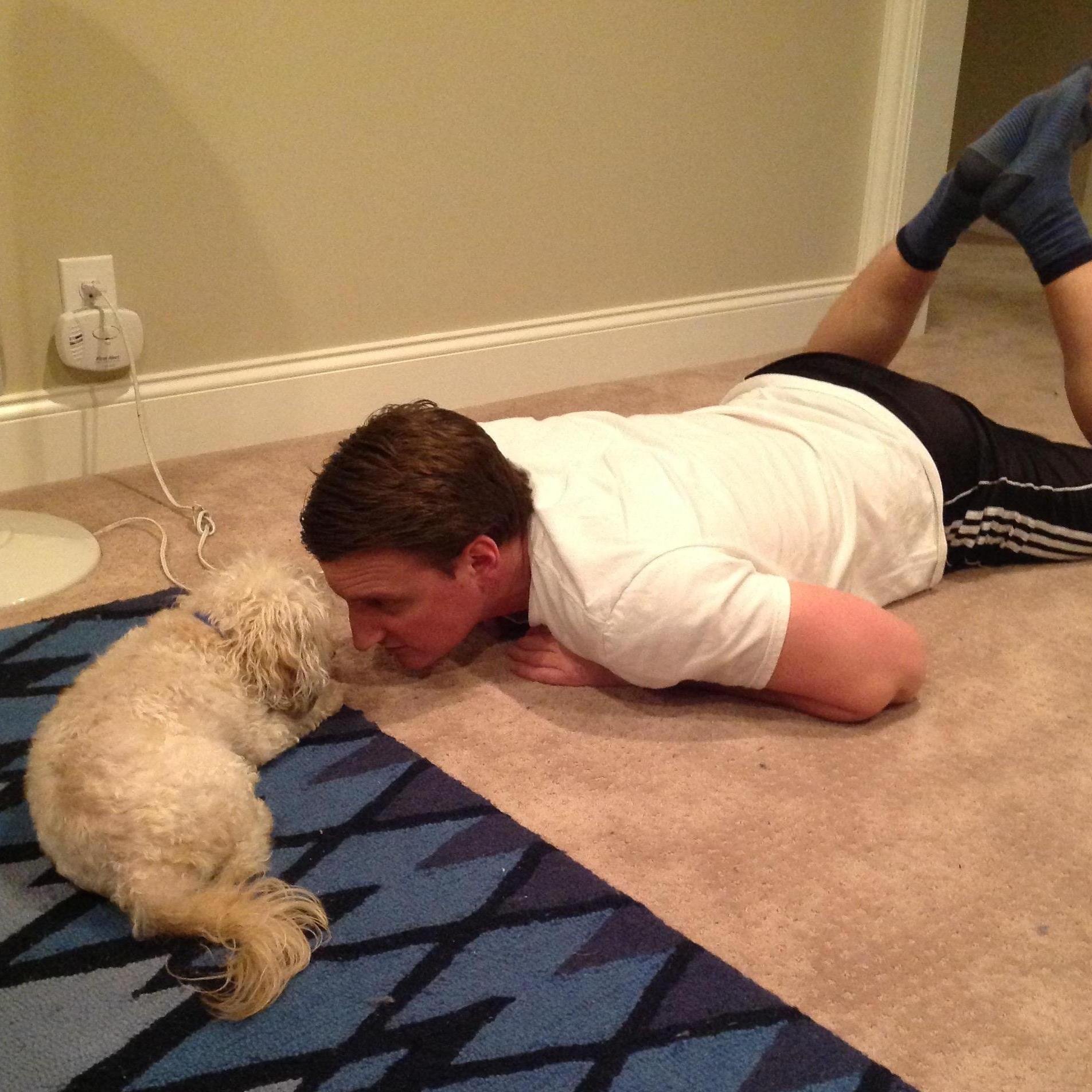 Daddy and me time... before we had the living room furniture delivered.