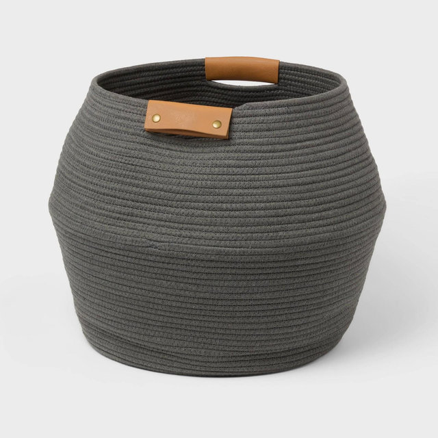 Coiled Rope Belly Basket Charcoal Gray - Brightroom™