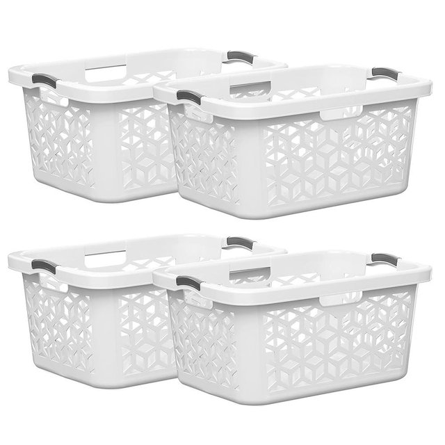 EconoHome Laundry Basket - Large 2 Bushel Laundry Basket with Handles - Stackable Plastic Hamper for Dirty Clothes - Storage Bin & Organizer for Bathroom, Bedroom - White, 70.5L Capacity – Heavy Duty