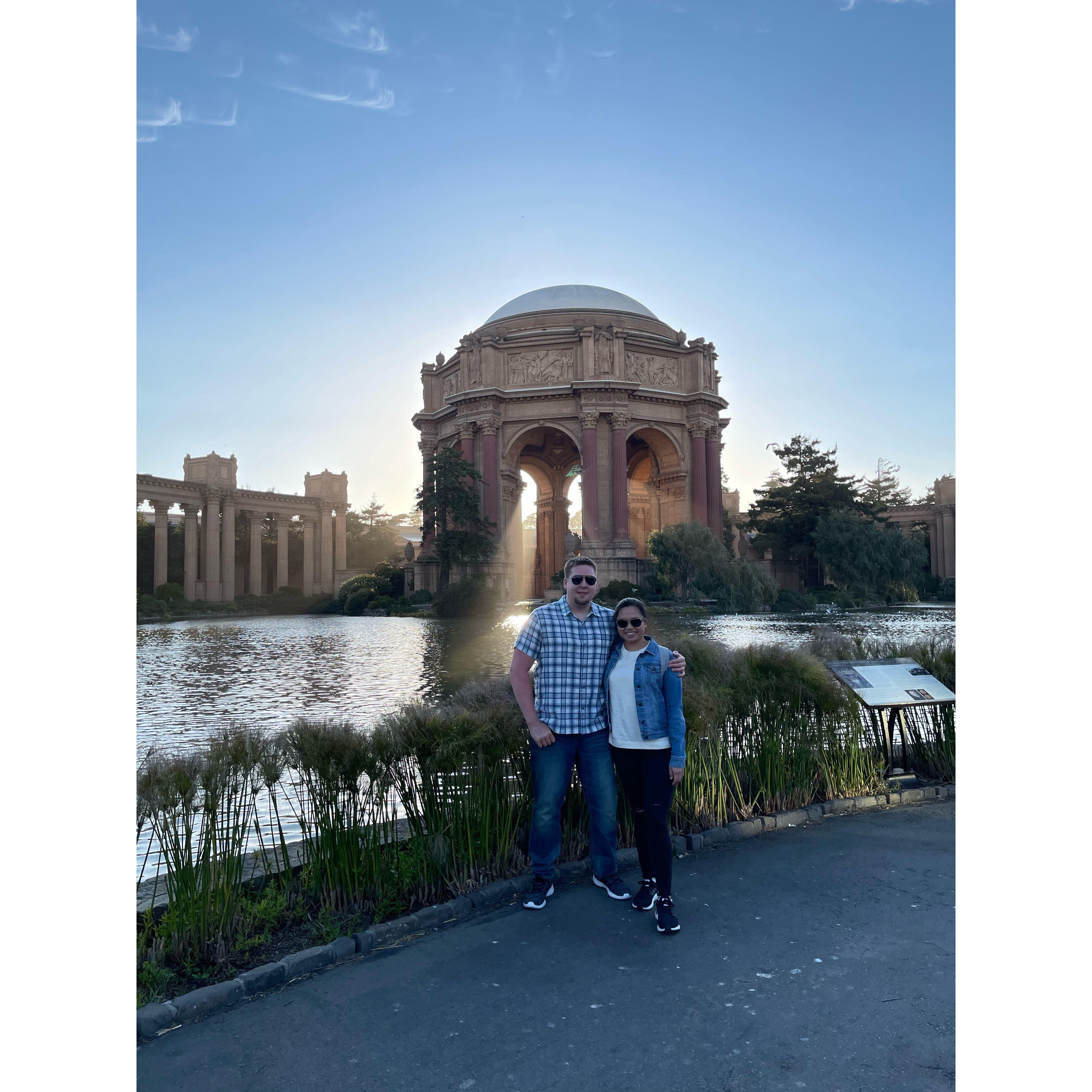 At the Palace of Fine Arts in San Francisco.