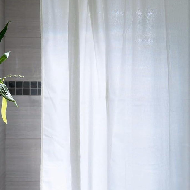 Organic Fabric Shower Curtain Liner - Standard Bathtub Size - A Stylish Quality Bathroom Drape - Earth Friendly, Non-Toxic + Odor-Free Cotton Liner - Light-Weight White Shower Curtain - 70x74 WOC