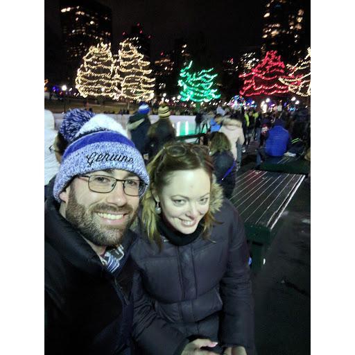 Ice skating at Frog Pond on Boston Common, in early December 2017, just a little over a month after we first met.