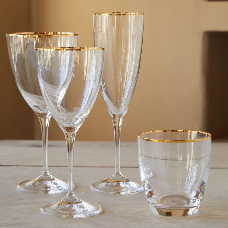 COSTA NOVA, Sensa Gold-Rimmed Wine Glass, Set of 6 | Zola