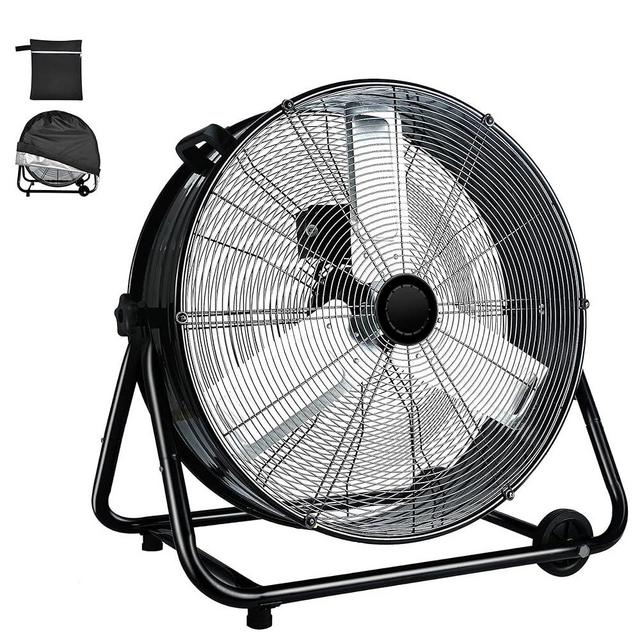 WARMLREC Industrial Fan 24 Inch Heavy Duty Drum 3 Speed 8800 CFM Air Circulation High Velocity Fan For Warehouse, Workshop, Factory, Commercial, Residential and Greenhouse Black