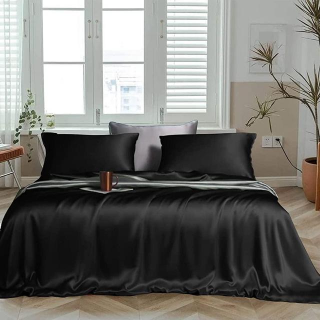 Linenwalas 100% Cooling Bamboo Sheets Set 4PC- Queen Size 1800 Thread Count Soft Bed Sheets,16 Inch Deep Pocket,Super Breathable,Comfortable and Pilling Resistant(Queen, Jet Black)