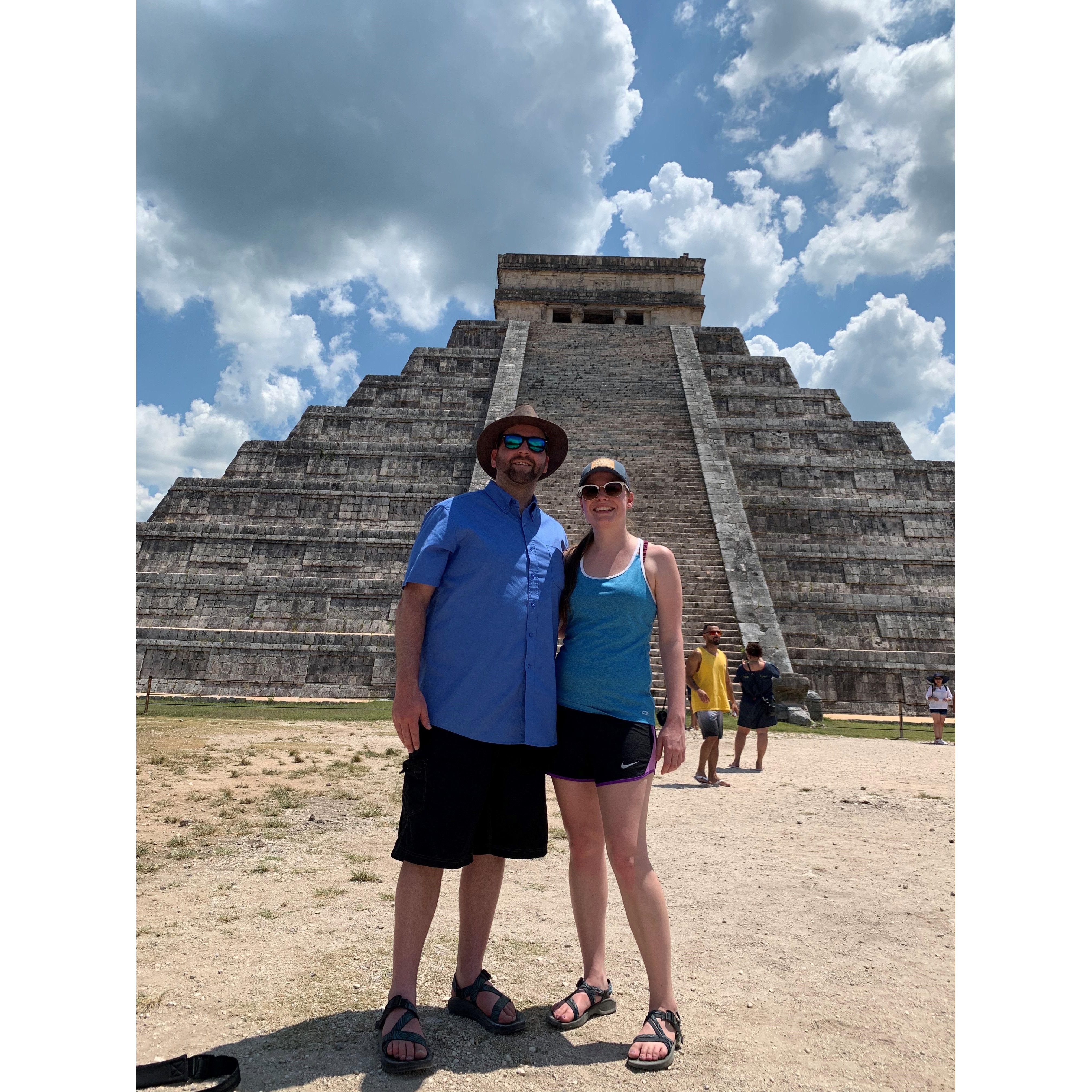 Our first trip out of the country together, photo at the Serpent Temple of Chichen Itza!