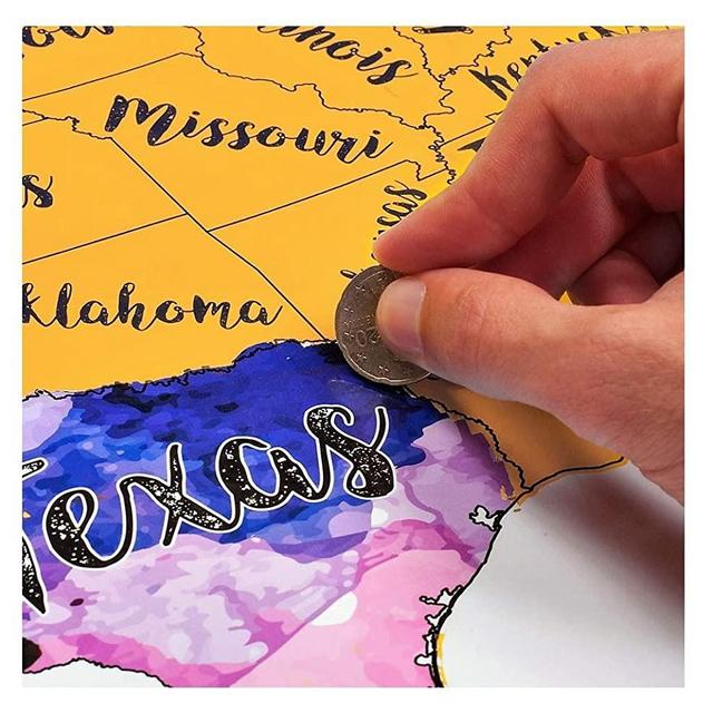 Scratch Off United States Watercolor Map Travel by McScout Maps | Mark Your Travels for USA Travelers | Educational & Colorful Decorative Art 17X24 Inch Poster Wall