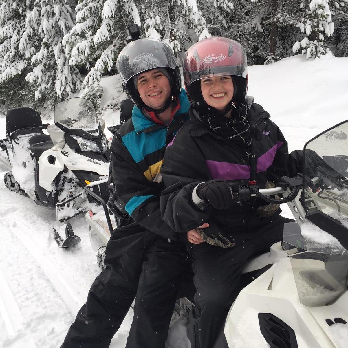 Snowmobiling in Leavenworth with Julianne's family