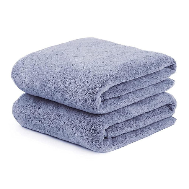 JML Luxury Hotel & SPA Bath Towels (2 Pack, 30"x60") - 350GSM High Density Fleece Towel Sets - Super Soft and Absorbent, Lint Free, Fade Resistant Bath Towel (Pack of 2-BlueGrid)