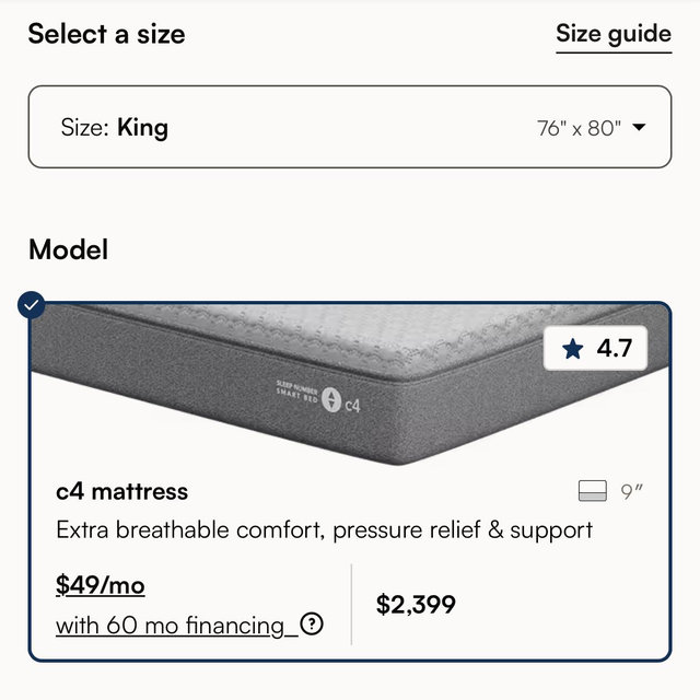 Sleep Number - C4 Mattress - King Size
