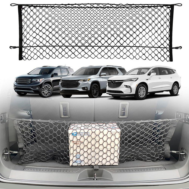 Envelope Style Trunk Mesh Cargo Net for GMC Acadia Buick Enclave Chevy Traverse 2010-2025, Automotive Exterior Accessories - Premium Car Storage Organizers, Cargo Bed Net For Pickup Truck