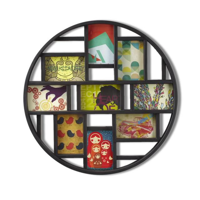 Umbra Luna 9-Opening 4x6 Collage Wall Frame - DIY Gallery Style Multi Picture Photo Collage Frame, Displays nine 4 by 6 inch Photos, Illustrations, Art, Graphic Text & More, Black