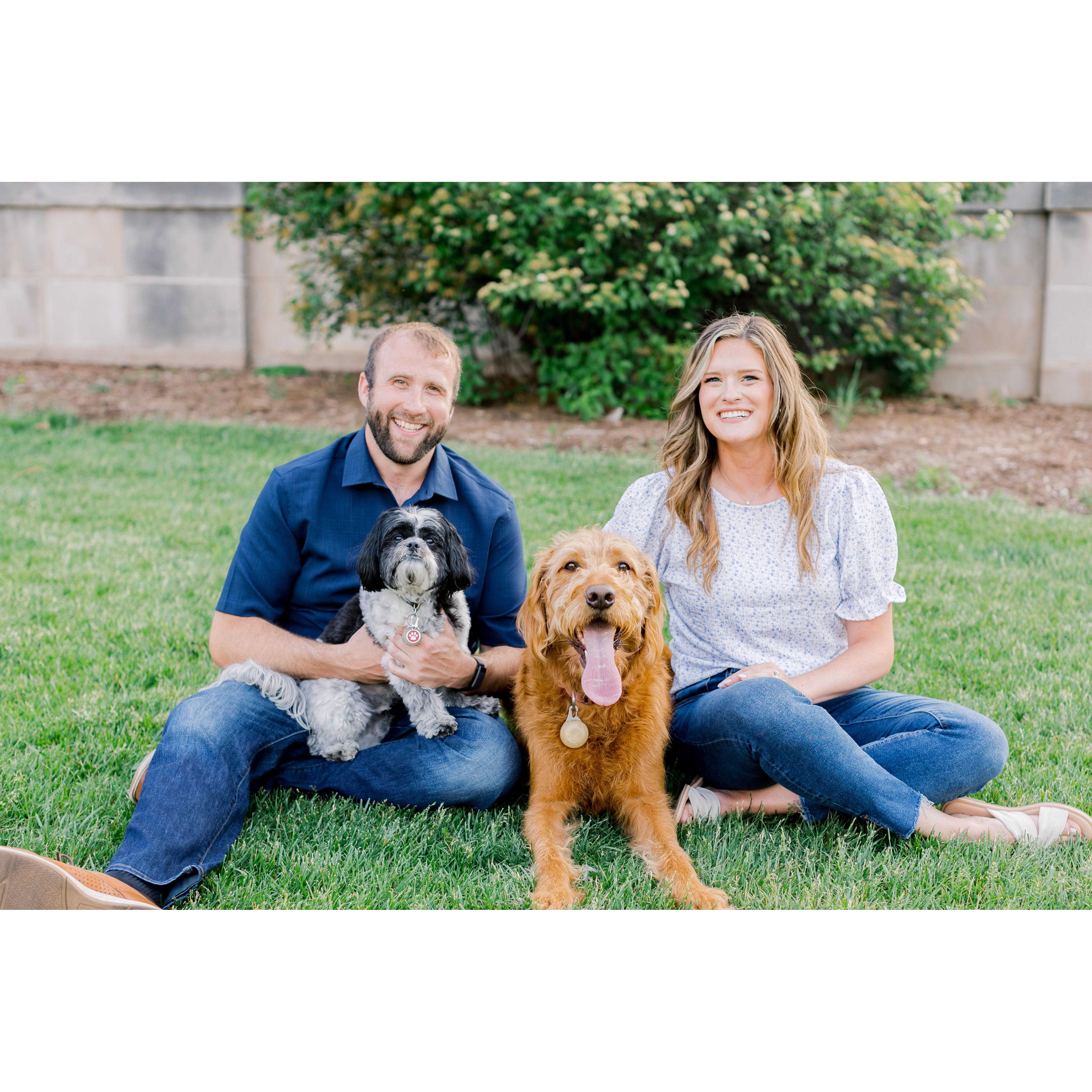 Our fur babies made an appearance to our engagement photos, Leonard (shih tzu) and Howard (labradoodle).