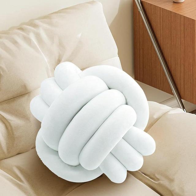 Knot Pillow Ball-Shaped Decorative Throw Pillows,White 27cm Cute Couch Cushion Knotted Plush Pillow Suitable for Living Room Decoration Handmade Braided Throw Pillows