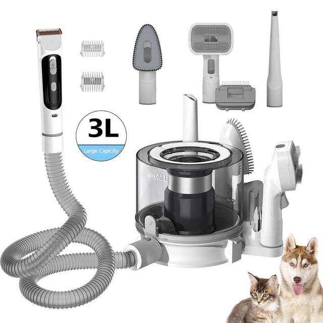 Dog Hair Clipper, Pet Grooming Vacuum, 5-in-1 Dog Hair Vacuum with 3 Modes, 3L Large Dustbin, Low Noise Design for Efficient Pet Hair Cleaning