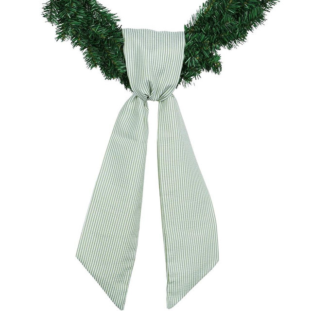 NUVCELKA Green Striped Wreath Sash for Front Door Wreath, 5.12" Wide x 54.33" Spring St Patrick Summer Holiday Door Ribbon Decorations Wedding