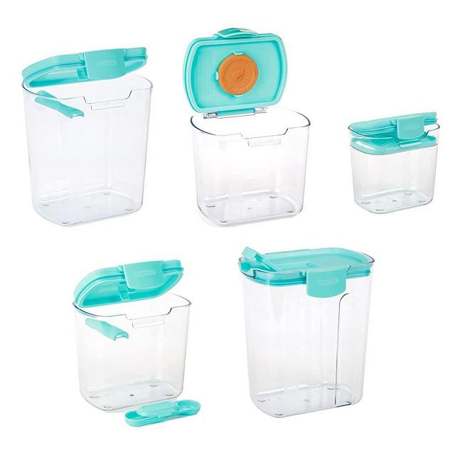 Progressive International Prepworks by Progressive 6-Piece ProKeeper Clear Storage Container Set, Variety (6 Piece, Turquoise Lids & Latch)