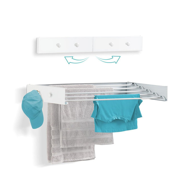 Ivation Retractable Wall Mounted Clothes Drying Rack - 32" Foldable Laundry Drying Rack for Clothing