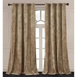 Lux Velvet Top Window Curtain in Tan, 50" W x 72" L (set of 2)