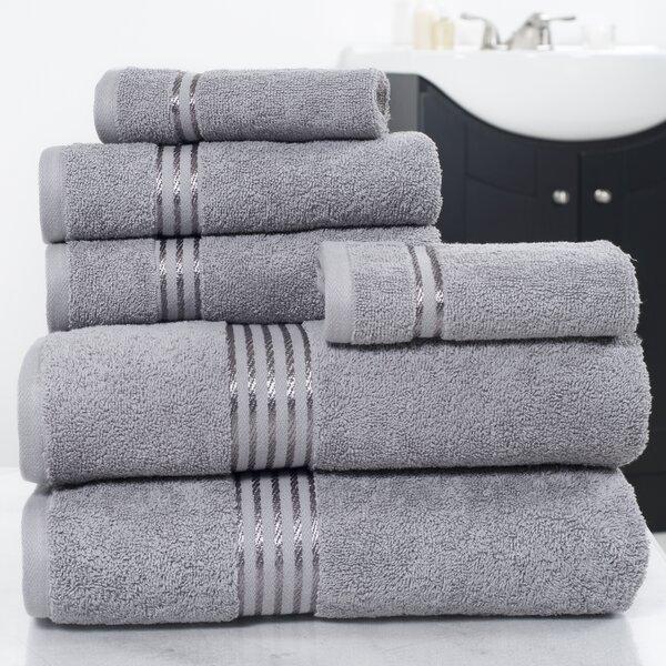 Silver 6 Piece 100% Cotton Towel Set