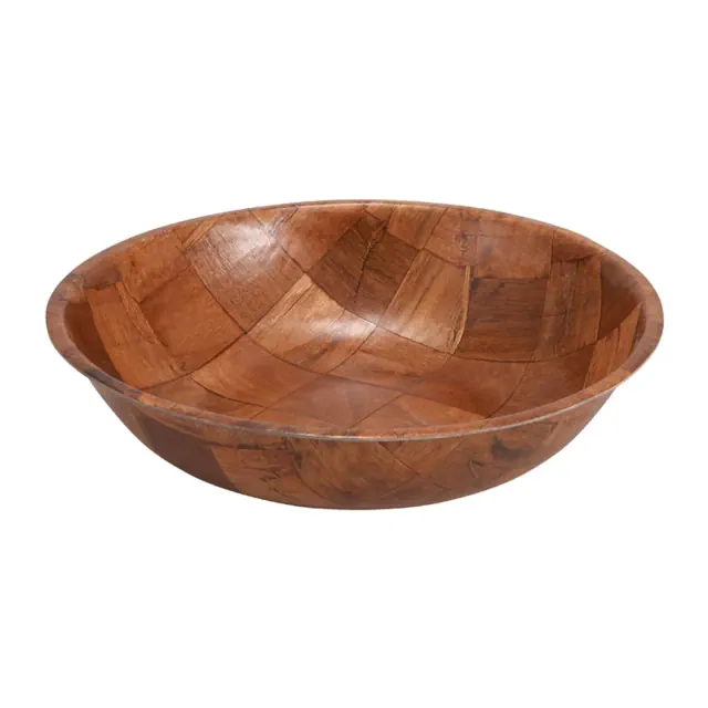 Winco Wooden Woven Salad Bowl, 12"