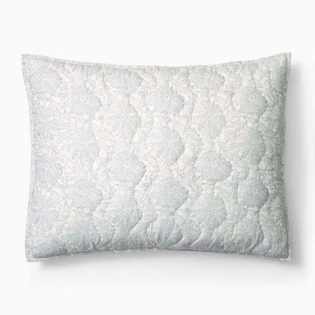 Dotted Floral Quilt, King Sham, Chambray