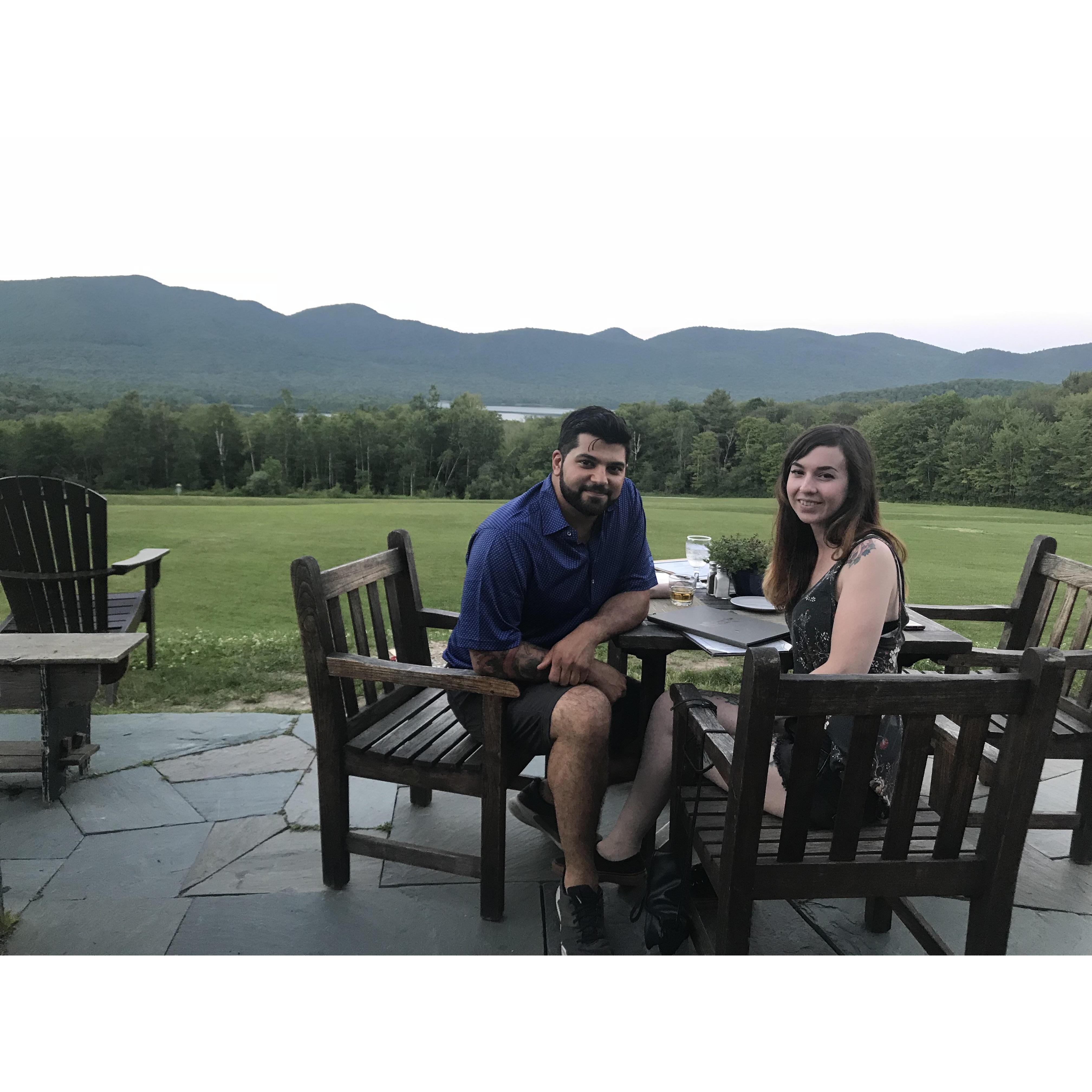 enjoying dinner at our wedding venue!