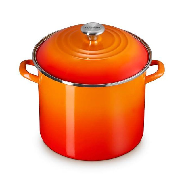 Le Creuset Enamel on Steel Traditional Stockpot, 12 qt., Flame with Stainless Steel Knob