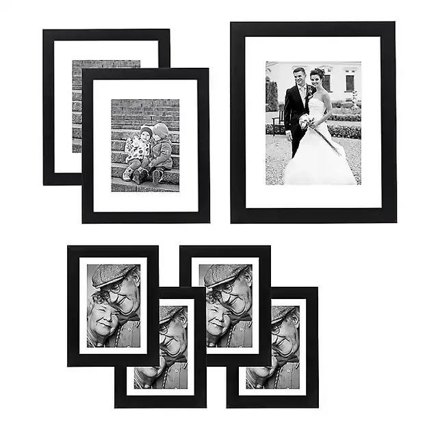 Black 7-pc. White Matted Gallery Wall Frame Set