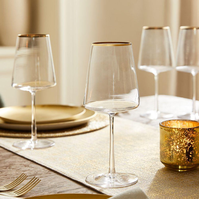Horizon Gold Rimmed Glassware, Red Wine, Set of 4