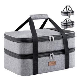 Insulated Double Casserole Carrier in Grey