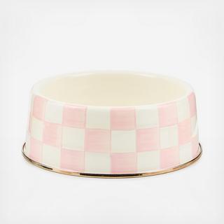 Rosy Check Stainless Steel Pet Dish