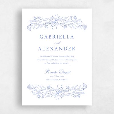 Cornflower Blue Wedding Invitation - Vanora Portrait