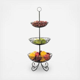 Mediterranean Three-Tiered Footed Fruit Basket