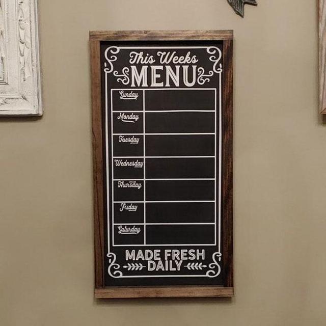Weekly Menu Chalkboard, Farmhouse decor kitchen, Meal Planner Board