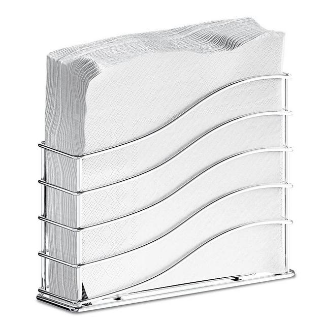 LEVIMETREE Silver Napkin Holder - Christmas Napkin Holders for Tables Modern Serviette Holder Tissue Dispenser Perfect for Outdoor Events - Decorative Clear Cocktail Napkin Christmas Decorations