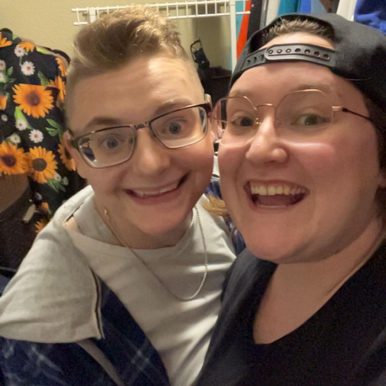 We took a photo in the closet...cuz we both lived there for so long.