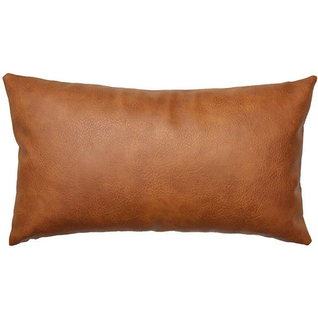 JOJUSIS Modern Leather Throw Pillow Cover for Couch Sofa Bed 12 x 20 Inch 100% Faux Leather