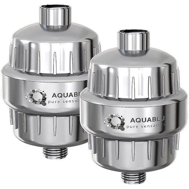 AquaBLU High-Pressure Shower Filter Family Pack (2 Qty) – Heavy Duty Shower Head Filter for Hard Water, Chlorine Heavy Metals & More – Luxury Water Softener Shower Head with Filter