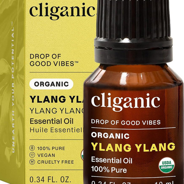 Cliganic Organic Ylang Ylang Essential Oil, 100% Pure Natural for Aromatherapy | Non-GMO Verified